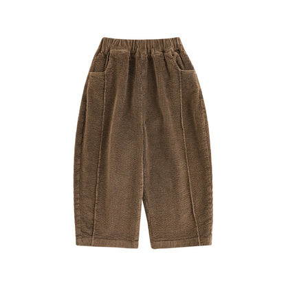 Pantaloni larghi in velluto a coste per bambino – beige o marrone - Klotheds