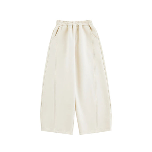 Pantaloni sportivi larghi in cotone per bambina – beige, grigi o neri - Klotheds