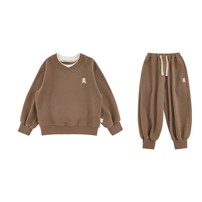 Set tuta jogger con felpa e pantaloni per bambino – grigio, nero o marrone - Klotheds