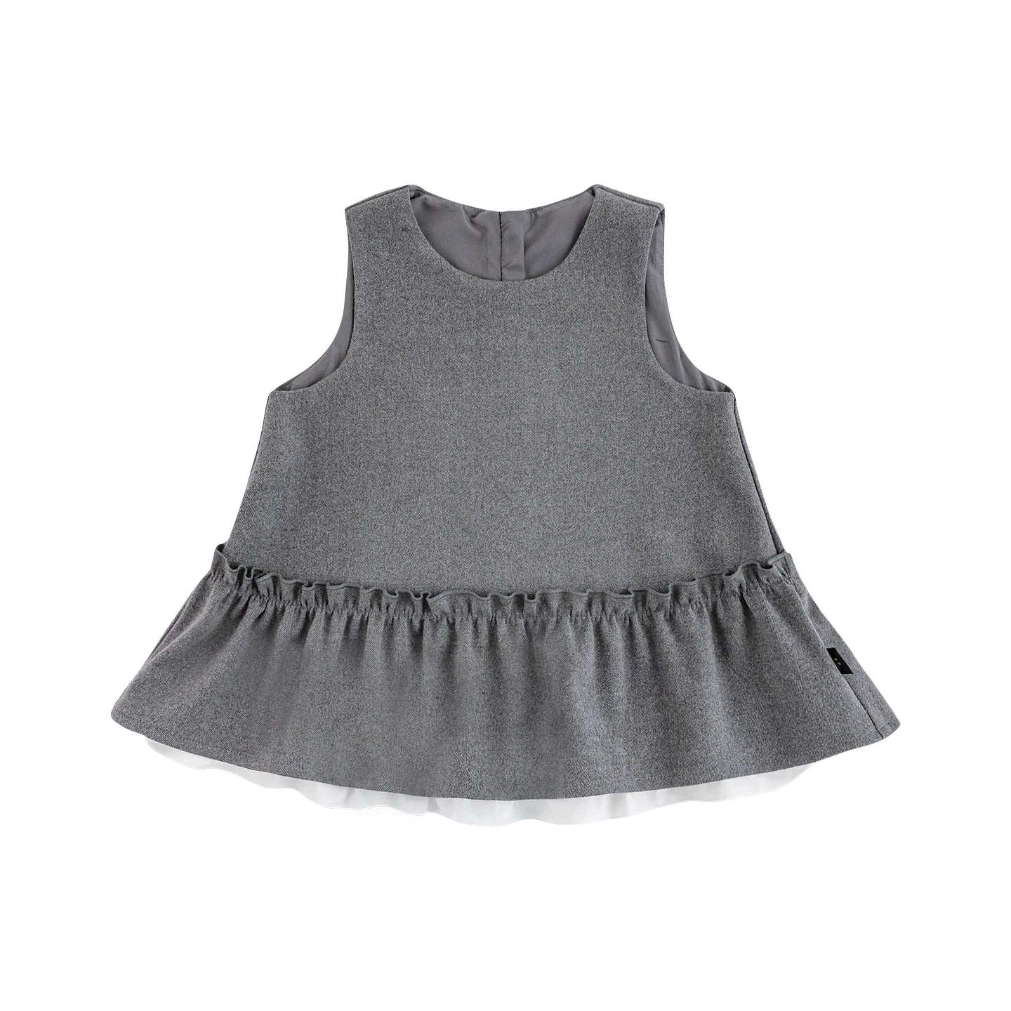 Vestito smanicato in cotone per bambina – grigio o marrone - Klotheds