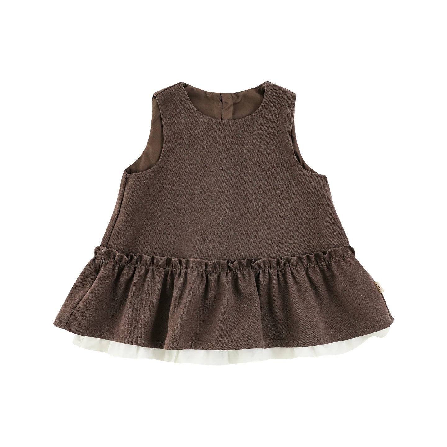 Vestito smanicato in cotone per bambina – grigio o marrone - Klotheds