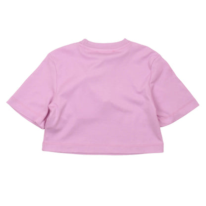 msgm - LIGHT INTERLOCK CROPPED T-SHIRT GIRL PIN