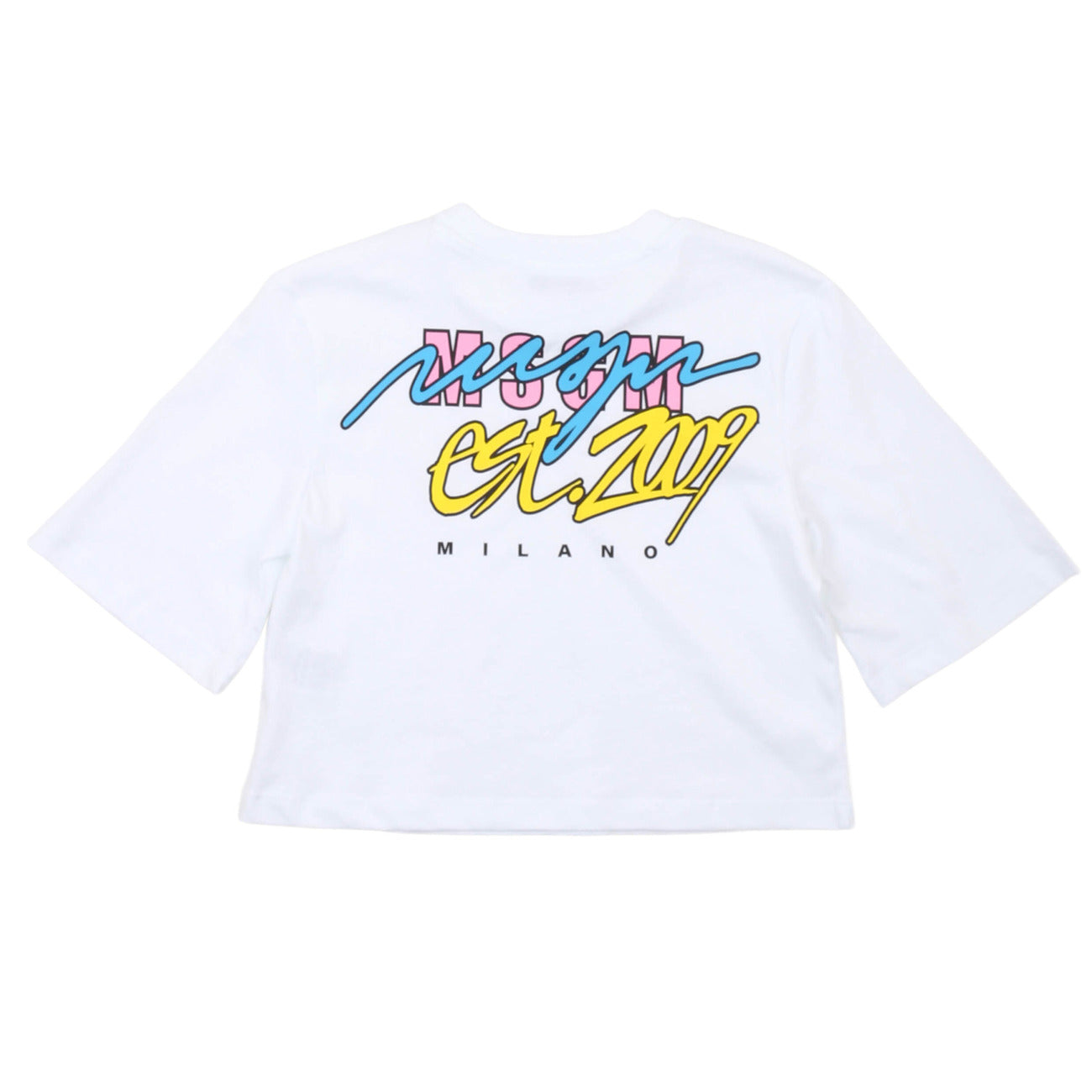 msgm - JERSEY CROPPED T-SHIRT GIRL WHITE/WHITE