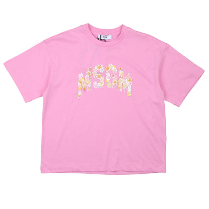 msgm - JERSEY OVER T-SHIRT GIRL PINK LILAC