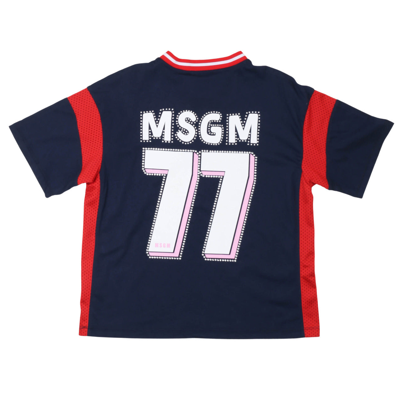 msgm - JERSEY /MESH T-SHIRT  GIRL BLU/BLUE