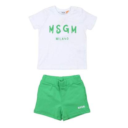 msgm - SET JERSEY T-SHIRT STRETCH FLEECE SHORTS