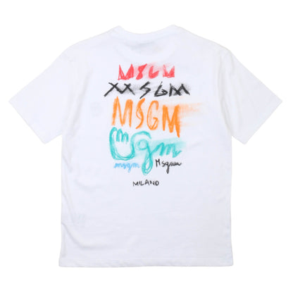 msgm - JERSEY T-SHIRT BOY WHITE/WHITE