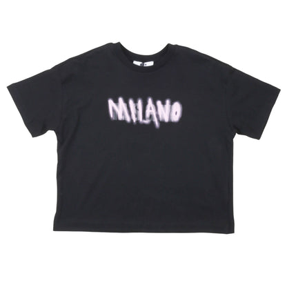 msgm - JERSEY BOX T-SHIRT GIRL NERO/BLACK