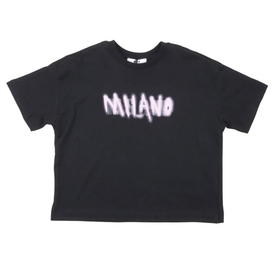 msgm - JERSEY BOX T-SHIRT GIRL NERO/BLACK