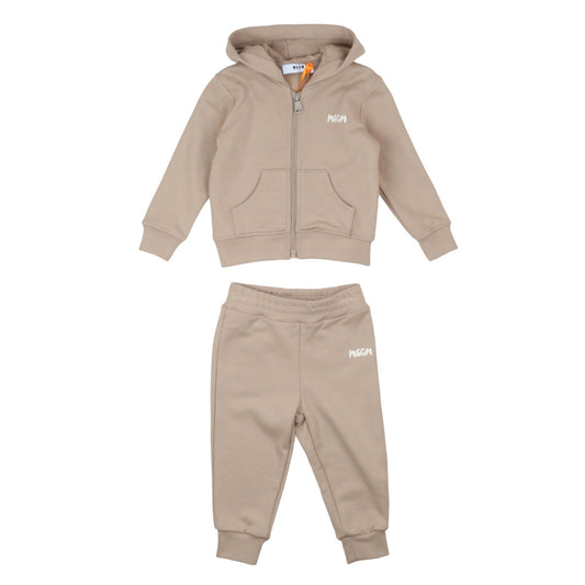 msgm - STRETCH FLEECE TRACKSUIT ZIP HOODIE PAN