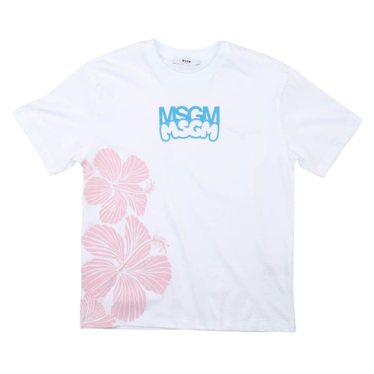 msgm - JERSEY T-SHIRT GIRL BIANCO/WHITE