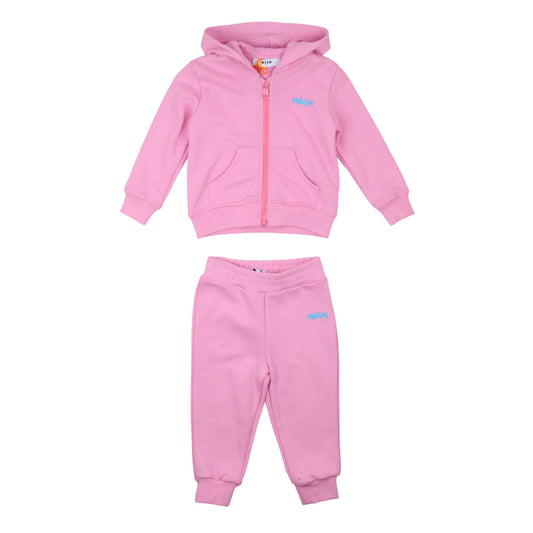 msgm - STRETCH FLEECE TRACKSUIT ZIP HOODIE PAN