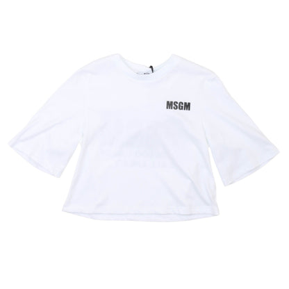 msgm - JERSEY CROPPED T-SHIRT GIRL BIANCO/WHITE
