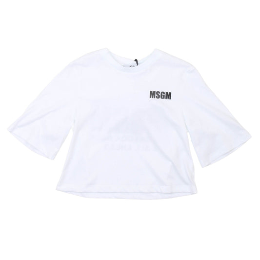 msgm - JERSEY CROPPED T-SHIRT GIRL BIANCO/WHITE