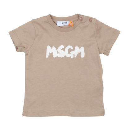 msgm - JERSEY T-SHIRT BABY UNISEX HUMUS BEIGE