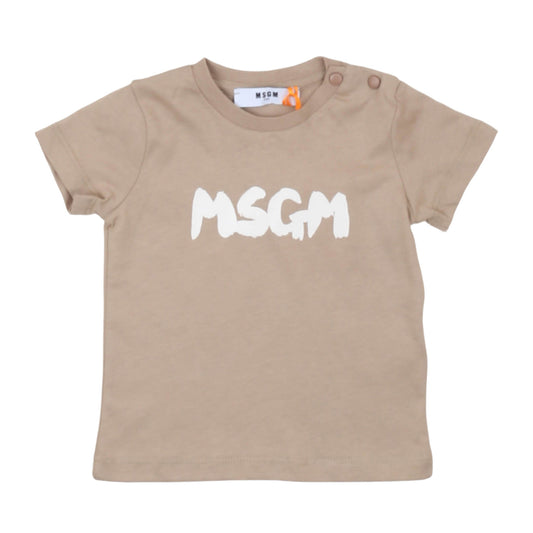 msgm - JERSEY T-SHIRT BABY UNISEX HUMUS BEIGE