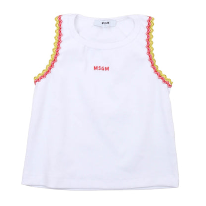 msgm - RIB TANK TOP GIRL BIANCO/WHITE