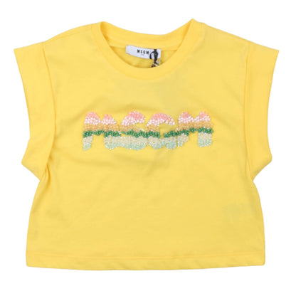 msgm - JERSEY T-SHIRT GIRL PRIMROSE YELLOW
