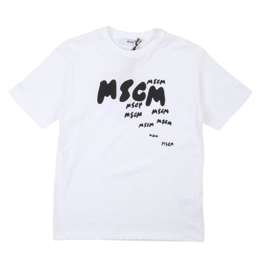 msgm - JERSEY T-SHIRT BOY BIANCO/WHITE