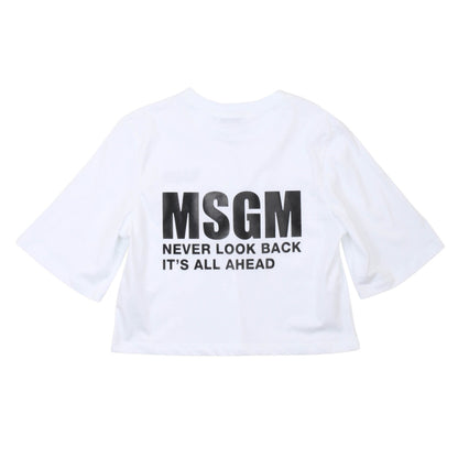 msgm - JERSEY CROPPED T-SHIRT GIRL BIANCO/WHITE