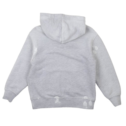 msgm - DIAGONAL FLEECE HOODIE BOY GRIGIO MELANG
