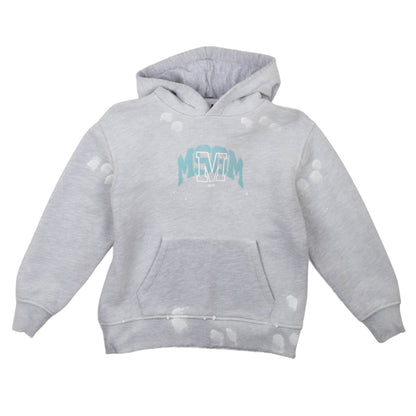 msgm - DIAGONAL FLEECE HOODIE BOY GRIGIO MELANG