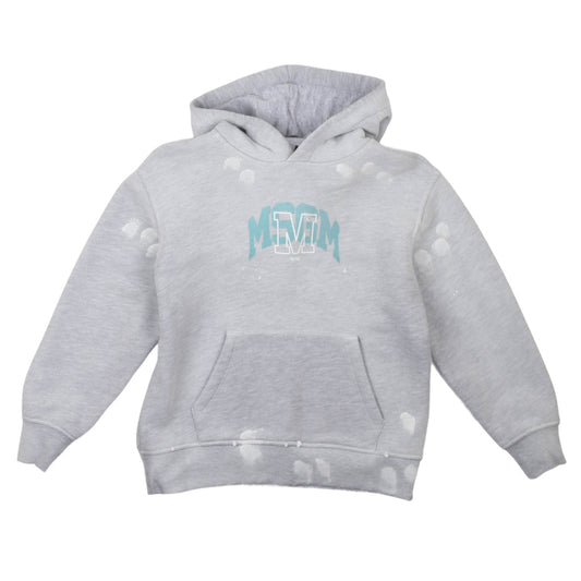 msgm - DIAGONAL FLEECE HOODIE BOY GRIGIO MELANG