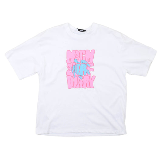 msgm - JERSEY OVER T-SHIRT GIRL BIANCO/WHITE