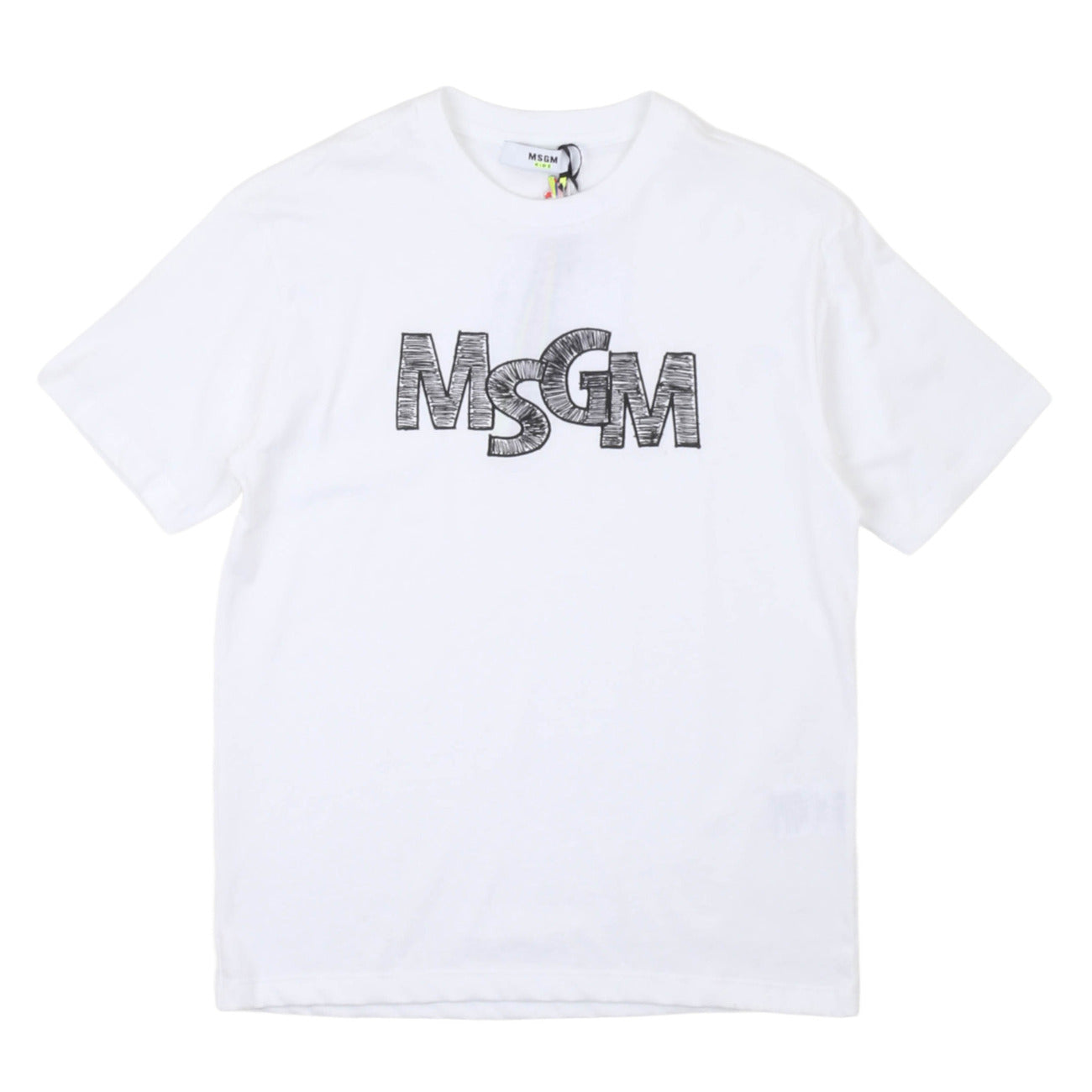 msgm - JERSEY T-SHIRT BOY WHITE/WHITE