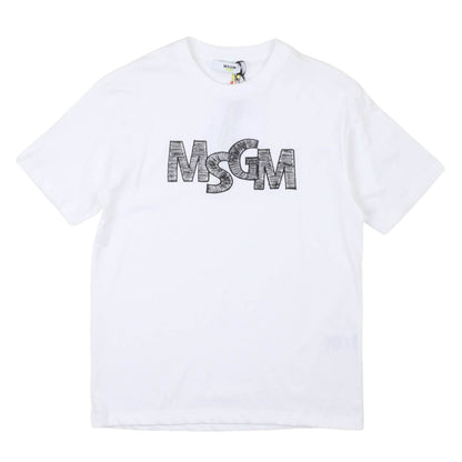 msgm - JERSEY T-SHIRT BOY WHITE/WHITE