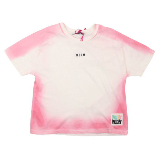msgm - JERSEY AIRBRUSHED T-SHIRT GIRL PINK LILA