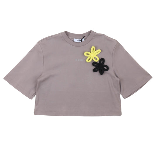 msgm - LIGHT INTERLOCK CROPPED T-SHIRT GIRL STO