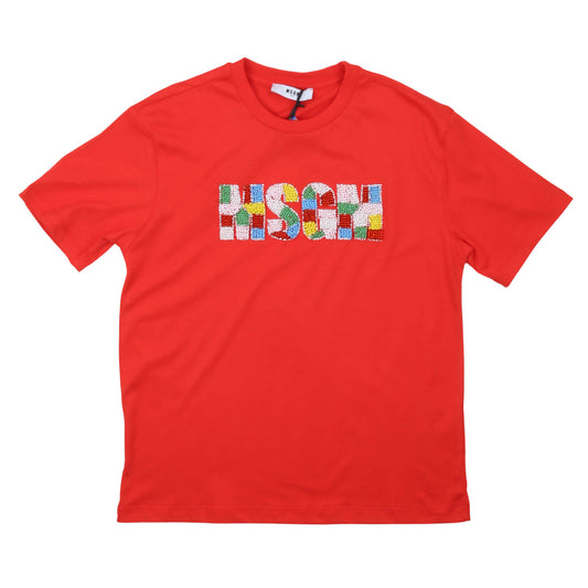 msgm - JERSEY T-SHIRT GIRL FIERY RED