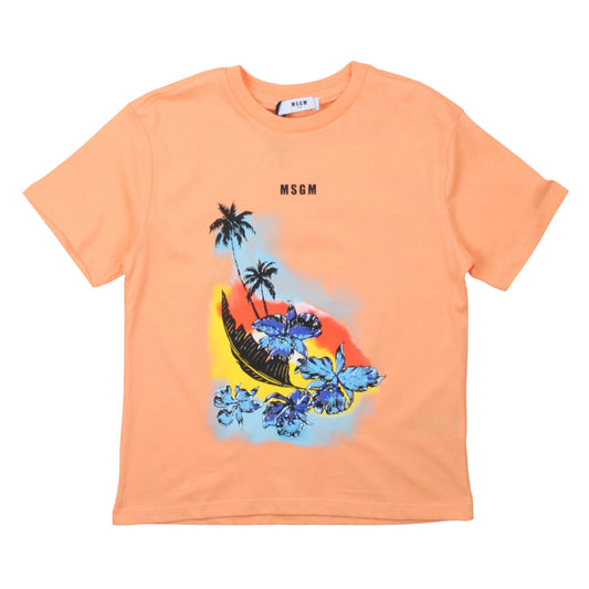 msgm - JERSEY T-SHIRT GIRL PESCA/PEACH