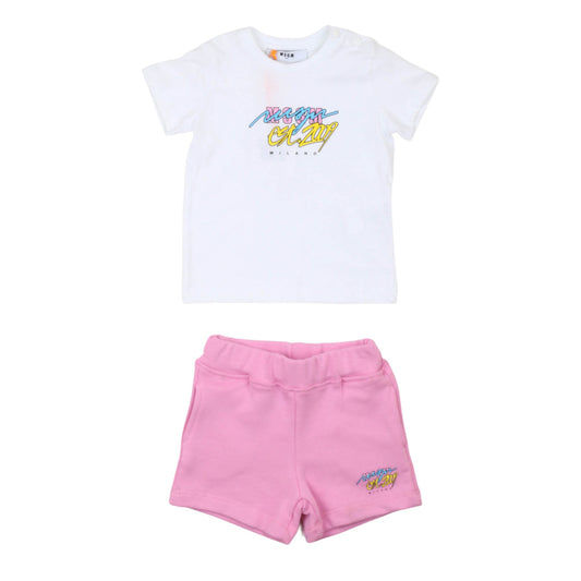 msgm - SET JERSEY T-SHIRT STRETCH FLEECE SHORT