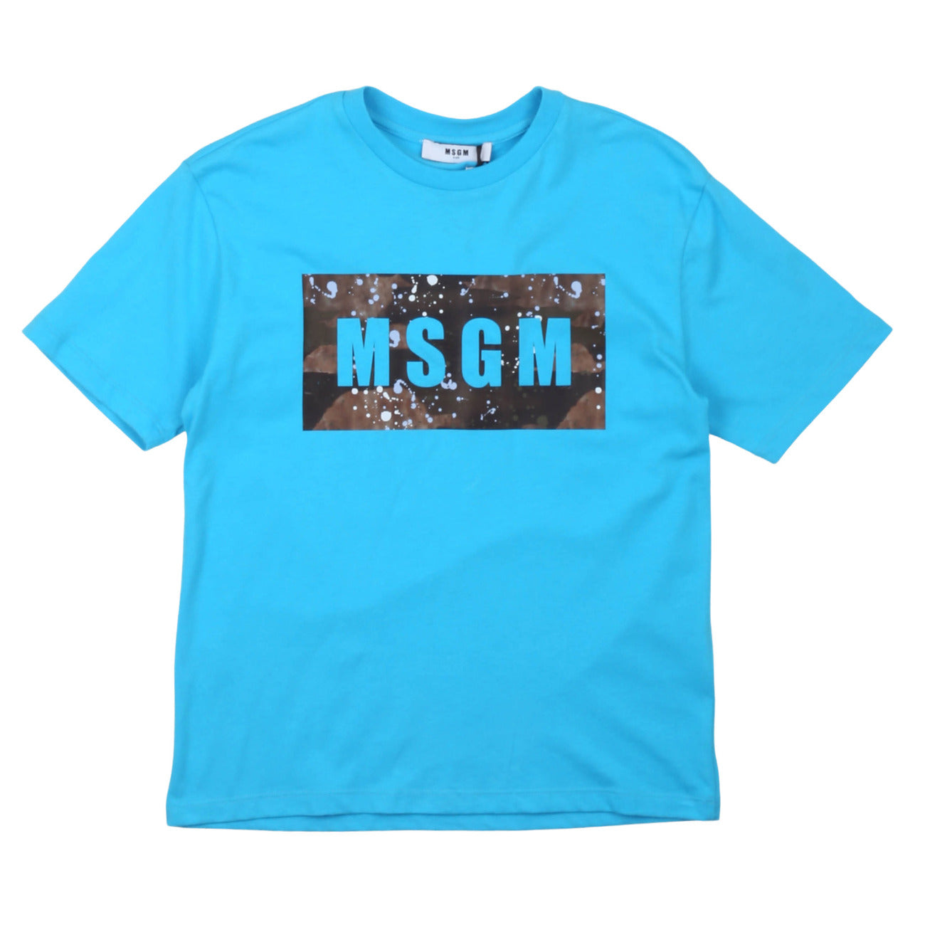 msgm - JERSEY T-SHIRT BOY ATOLL TURQUOISE
