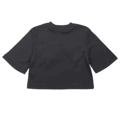 msgm - LIGHT INTERLOCK CROPPED T-SHIRT GIRL BLACK