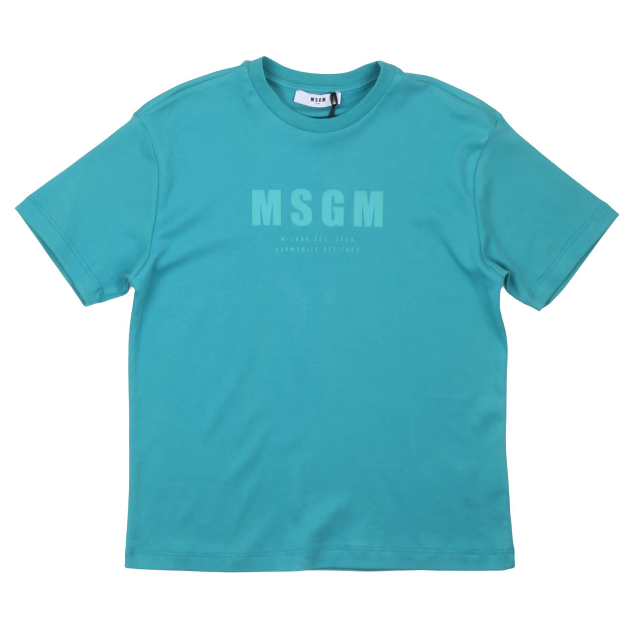 msgm - LIGHT INTERLOCK T-SHIRT BLUE BALTIC