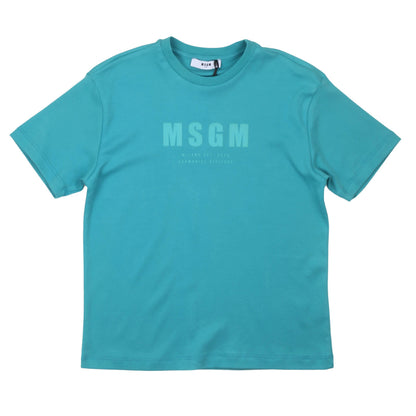 msgm - LIGHT INTERLOCK T-SHIRT BLUE BALTIC