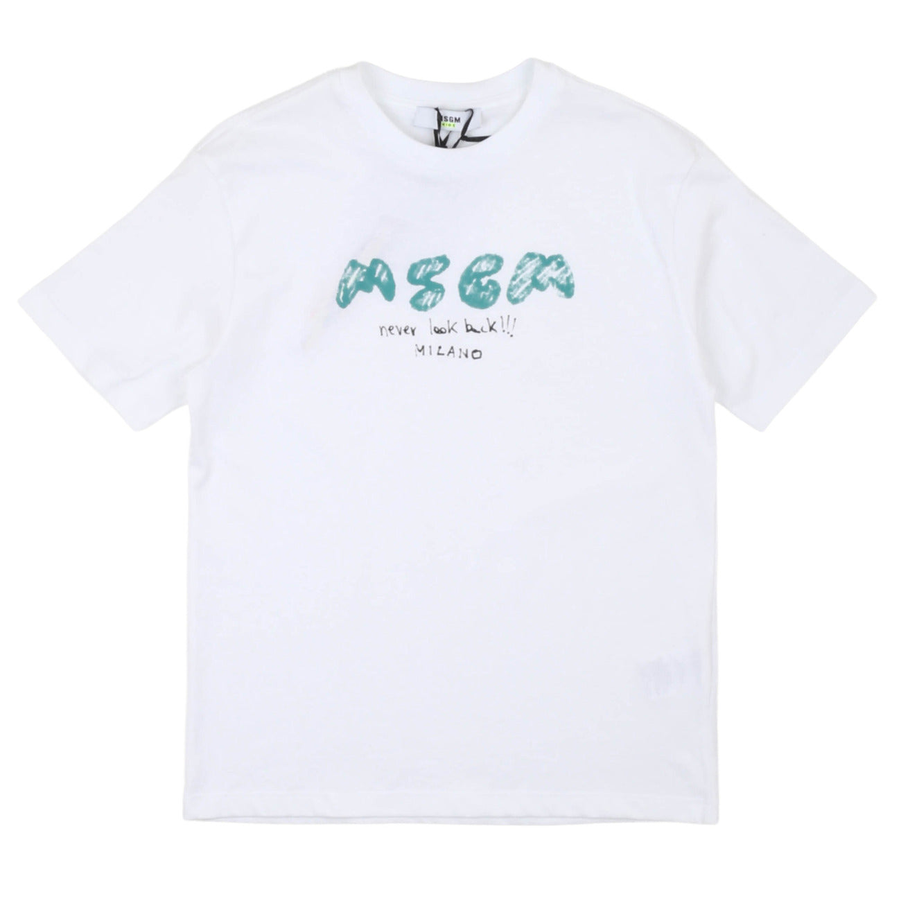 msgm - JERSEY T-SHIRT BOY WHITE/WHITE