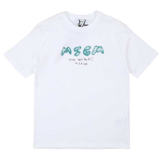 msgm - JERSEY T-SHIRT BOY BIANCO/WHITE