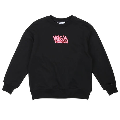 msgm - UNISEX SWEATSHIRT BLACK-FLUO FUCHSIA