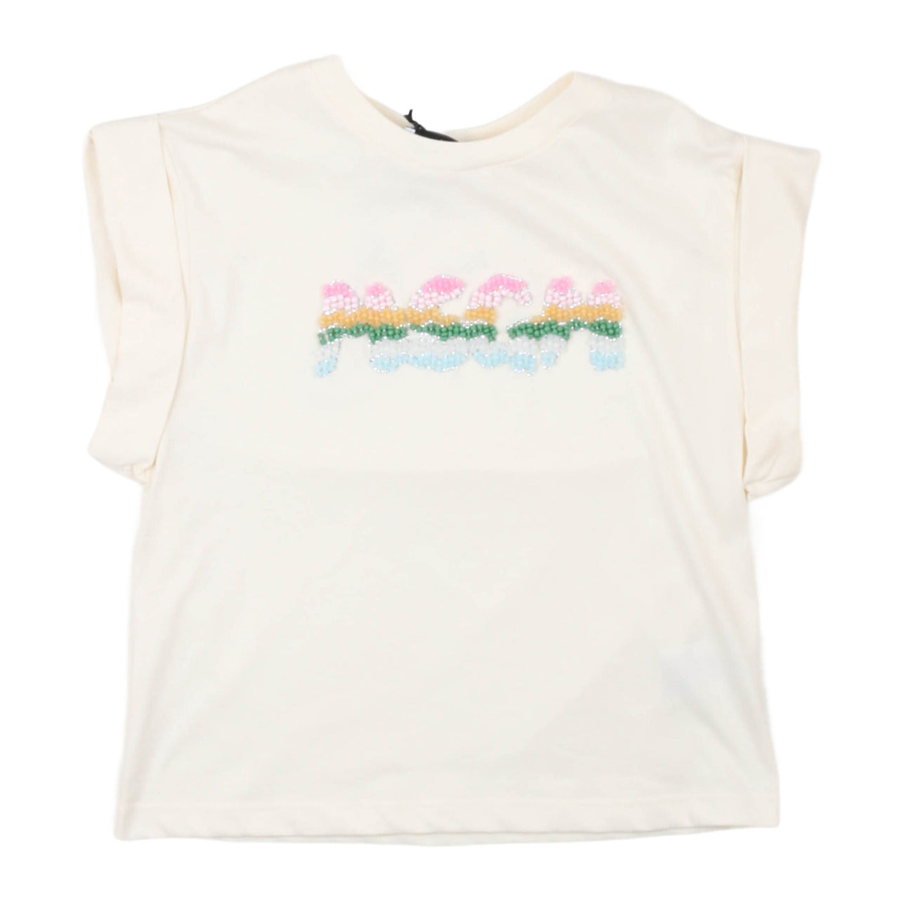 msgm - JERSEY T-SHIRT GIRL CREAM/CREAM