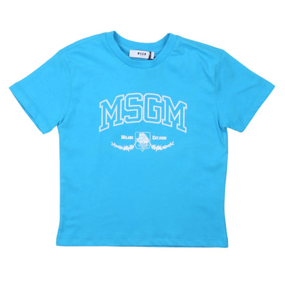 msgm - JERSEY T-SHIRT BOY TURCHESE