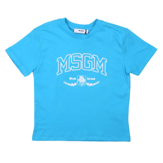 msgm - JERSEY T-SHIRT BOY TURCHESE