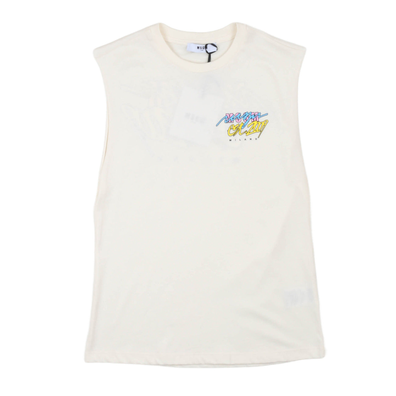 msgm - JERSEY SLEEVELESS UNISEX CREAM/CREAM