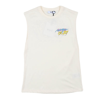 msgm - JERSEY SLEEVELESS UNISEX CREAM/CREAM