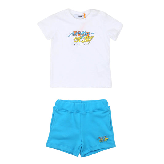 msgm - SET JERSEY T-SHIRT STRETCH FLEECE SHORT