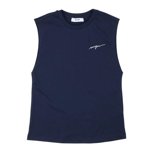 msgm - JERSEY SLEEVELESS UNISEX BLU/BLUE