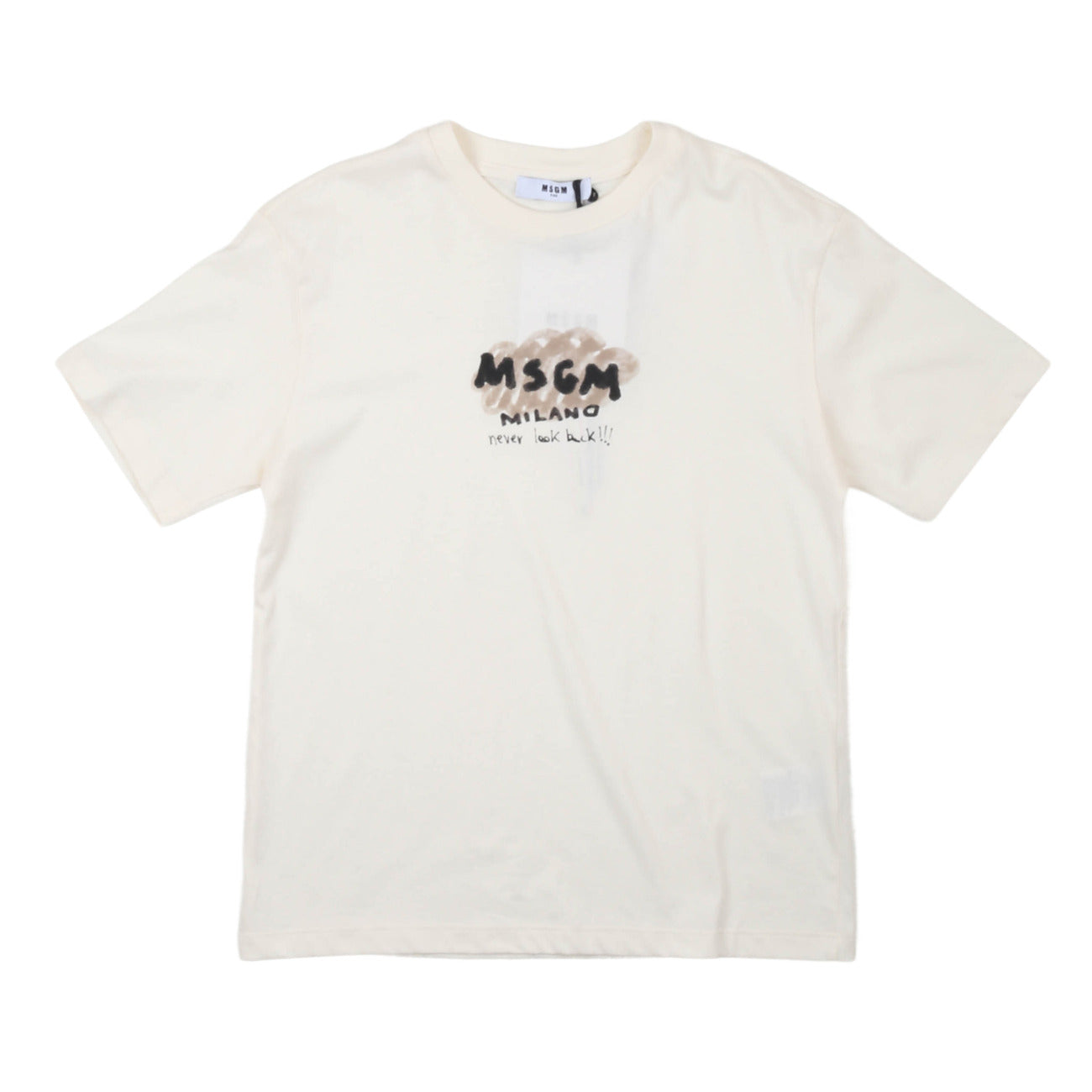 msgm - JERSEY T-SHIRT BOY CREAM/CREAM